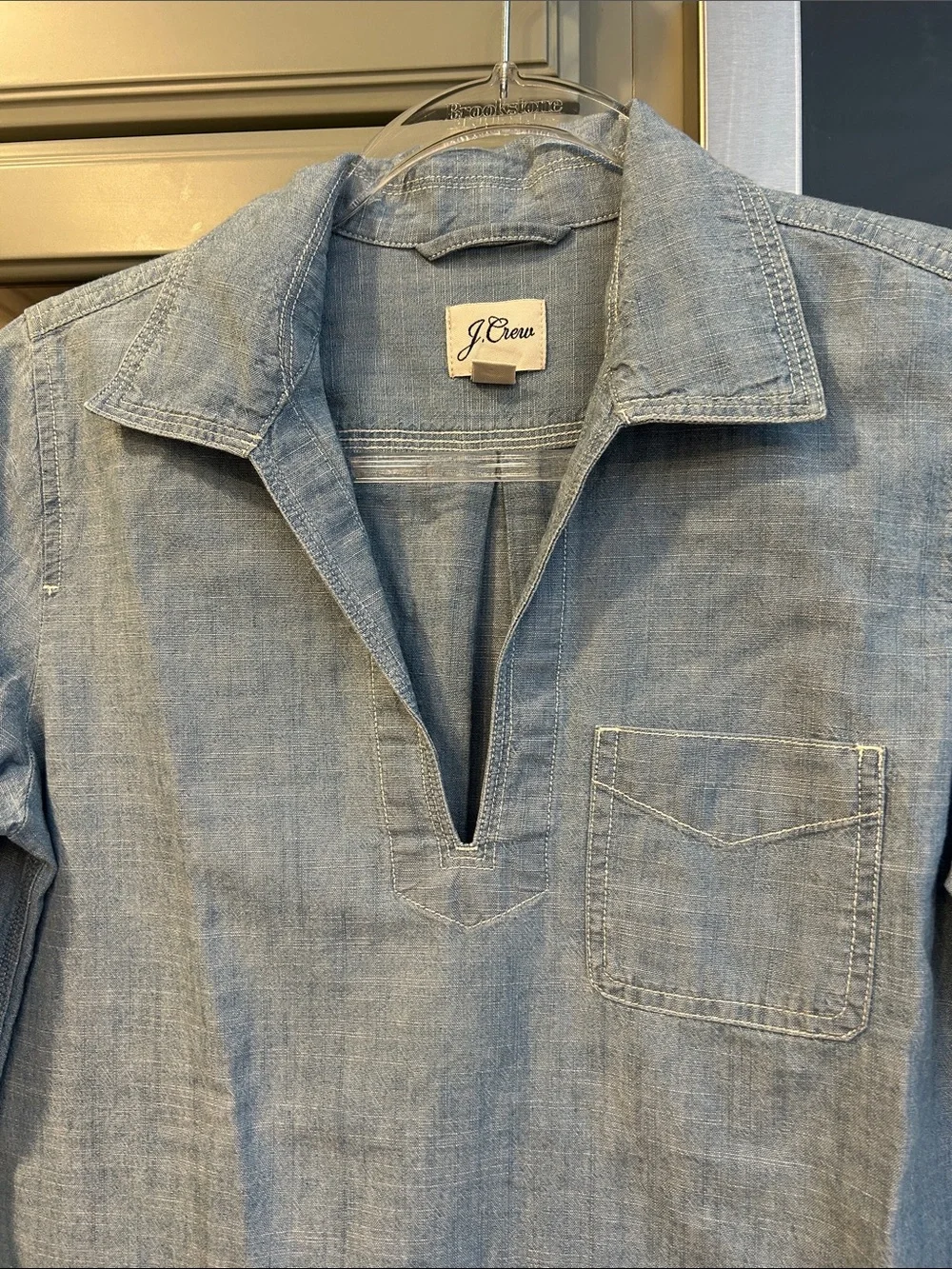 J. Crew Light Blue Denim Cotton Chambray Popover Shirt XS